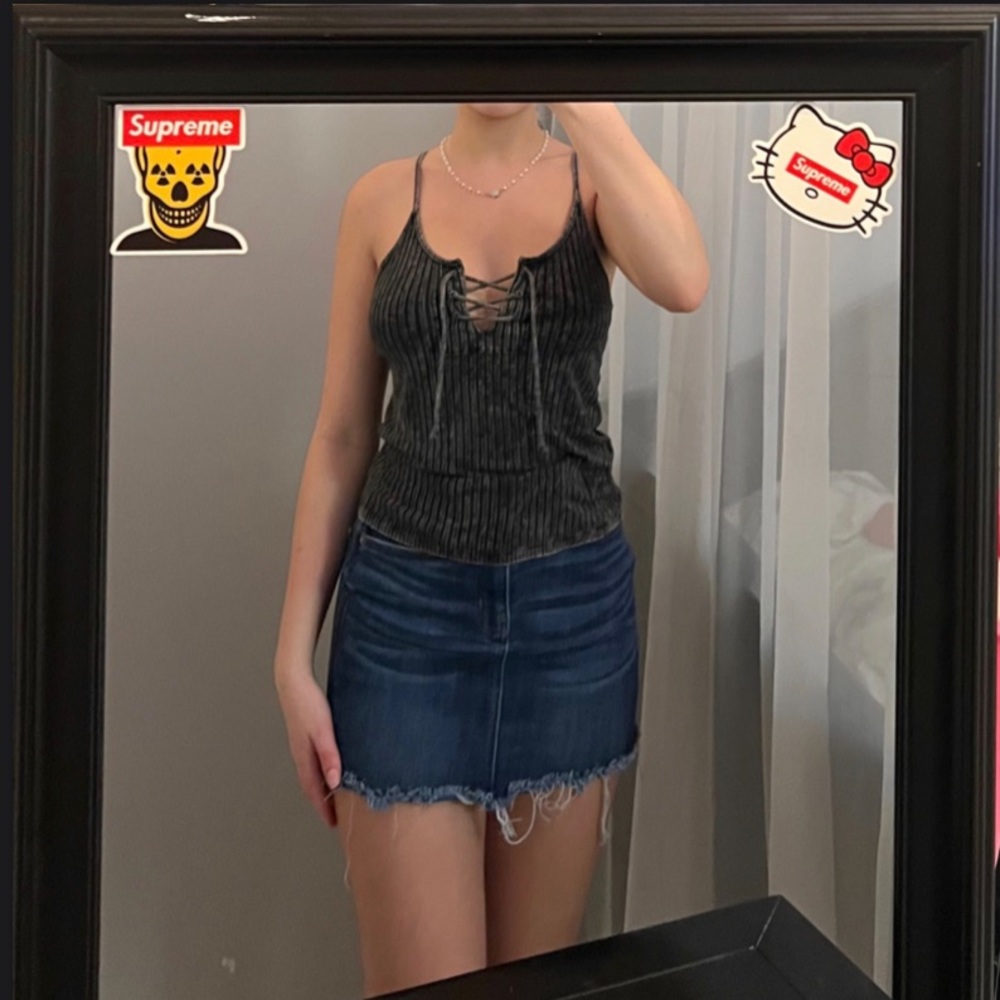 AEO SOFT & SEXY RIBBED LACE-UP CAMI